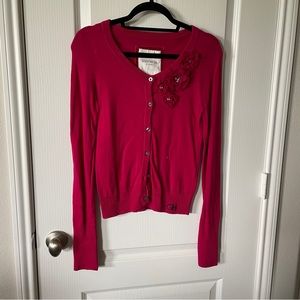 Gilly Hicks red cardigan sweater with embellishments size L - great for holiday